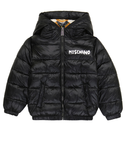 Moschino Printed Puffer Jacket In Black