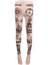 Marine Serre Geotic Tattoo-print Leggings In Neutrals