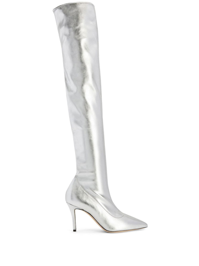 Giuseppe Zanotti Felicity 90mm Over-the-knee Boots In Silver