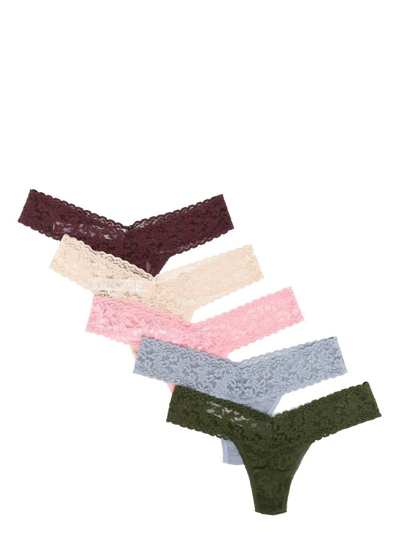 Hanky Panky 5-pack Lace Thongs In Green