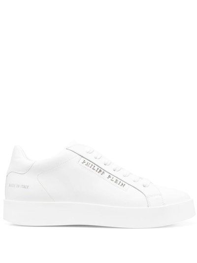 Philipp Plein 低帮皮质运动鞋 In White