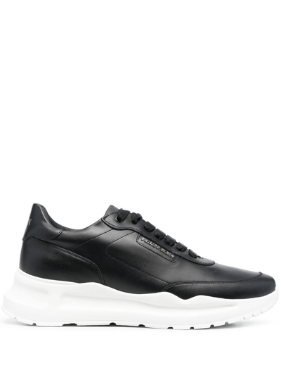 Philipp Plein Runner Leather Low-top Trainers In Black