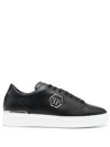 PHILIPP PLEIN HEXAGON LOW-TOP LEATHER SNEAKERS