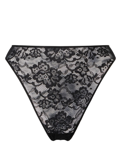 Oseree Floral-lace High Waisted Briefs In Black