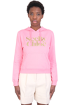 SEE BY CHLOÉ SWEATSHIRT IN ROSE-PINK COTTON