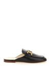 Tod's Glossy Black Slippers With Logo Plaque In Nero.