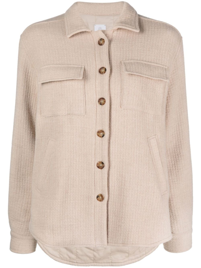 Eleventy Wool Textured Long-sleeve Shirt In Neutrals