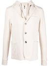 Eleventy Drawstring-hooded Single-breasted Jacket In Neutrals