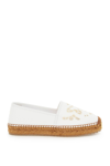 Dolce & Gabbana White Embroidered Cotton Espadrilles In Bianco