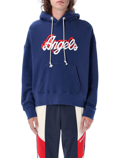 Palm Angels Double Logo Hoodie In Blue