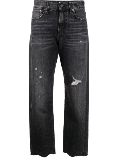R13 Distressed-effect Cropped Jeans In Black