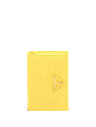 Prada Small Saffiano-leather Tri-fold Wallet In Yellow