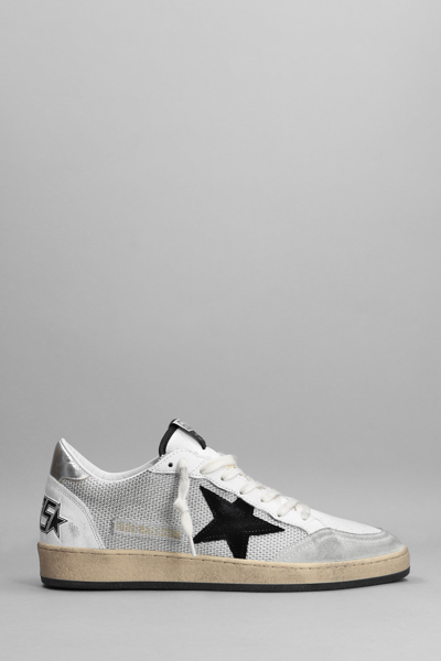 Golden Goose Ball Star Sneakers In White Leather And Fabric In