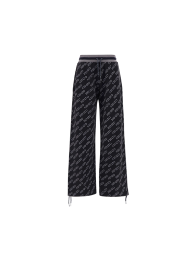 Kenzo Logo-print Wide Leg Track Pants In Black