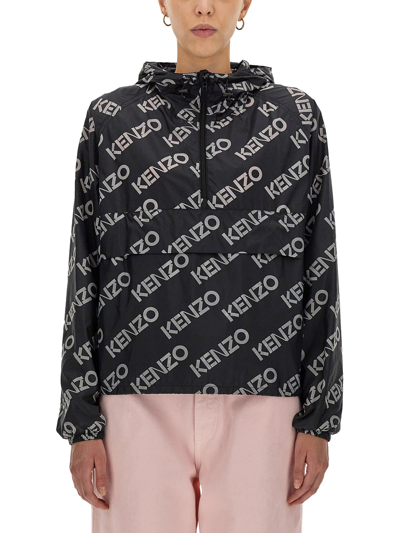 Kenzo Logo-printed Long-sleeved Jacket In Black