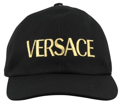 Versace Logo Baseball Cap In Black