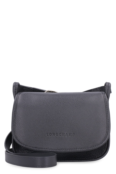 Longchamp Le Foulonné Leather Crossbody Bag In Black