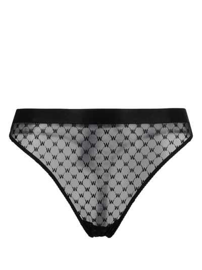 Wolford Sheer Logo-print Briefs In 000
