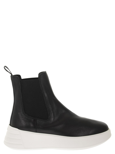 Hogan Leather Rebel H562 Ankle Boot In Black