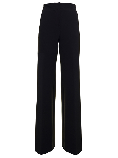 Pinko Dattero Crepe Wide-leg Trousers In Black