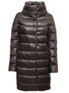 HERNO WOMANS DORA ULTRALIGHT QUILTED GREY NYLON LONG DOWN JACKET