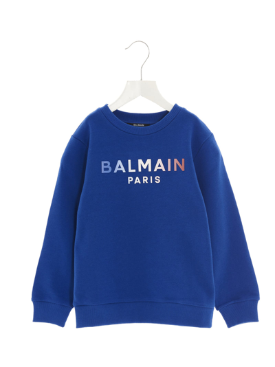 Balmain Kids Blue Logo Cotton Sweatshirt (12-14 Years)