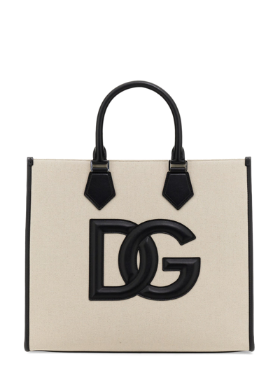 Dolce & Gabbana Shopping Bag With Logo In Powder