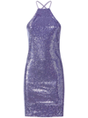 Attico Audrey Sequined Low Back Mini Dress In Lilac
