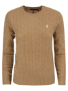 Ralph Lauren Cable Wool-cashmere Crewneck Sweater In Collection Camel Melange