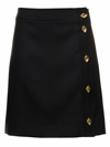 Ganni Summer Noir A-line Black Viscose Skirt With Buttons Woman