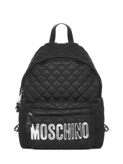 Moschino Quilted Backpack In Black