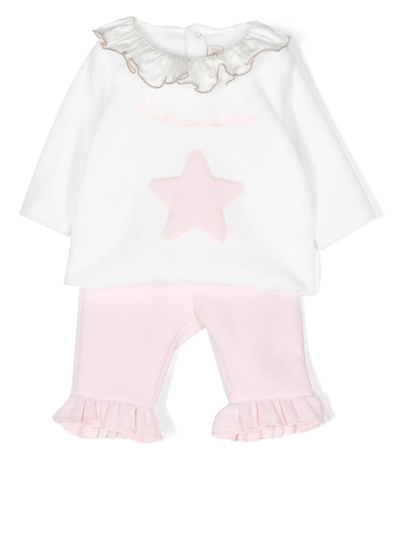 La Stupenderia Babies' Ruffle-detail Tracksuit Set In White