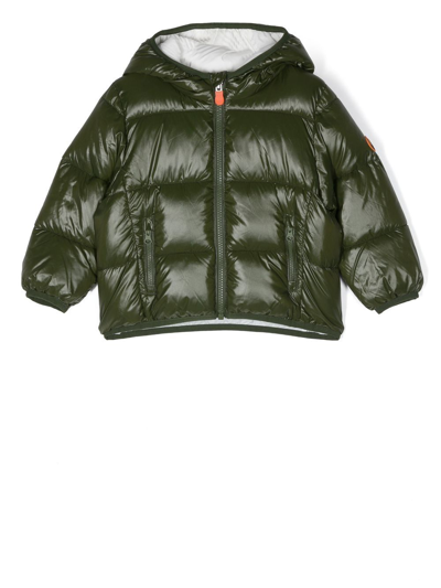 Save The Duck Babies' Logo-patch Padded Jacket In Green