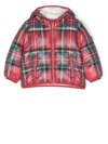 Save The Duck Betsey Tartan-check Puffer Jacket In Red