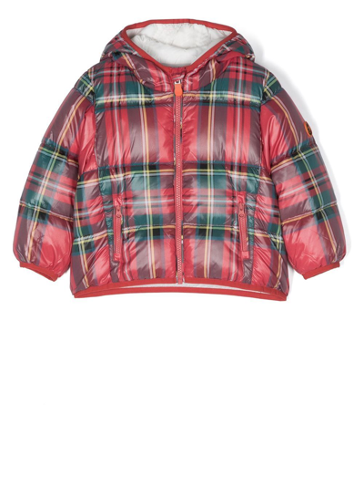Save The Duck Babies' Betsey Tartan-check Puffer Jacket In Red
