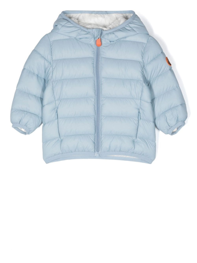 Save The Duck Babies' Padded Hooded Jacket In Azzurro