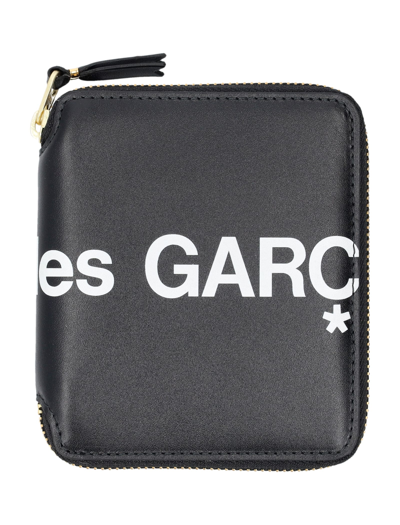 Comme Des Garçons Huge Logo Vertical Zip Around Wallet In Black
