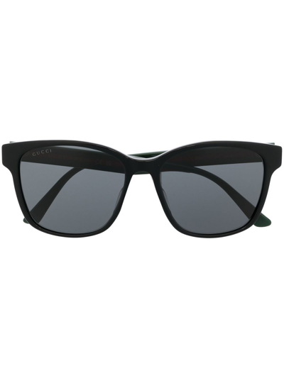 Gucci Striped Square-frame Sunglasses In Black