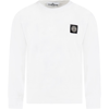 STONE ISLAND JUNIOR WHITE T-SHIRT FO BOY WITH ICONIC COMPASS