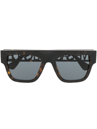 Versace Logo-detail Square-frame Sunglasses In 10887