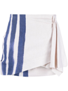 OFF-WHITE STRIPED COTTON-LINEN MINI SKIRT