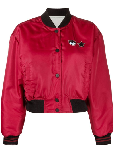 Chiara Ferragni Eye Star Reversible Bomber Jacket In Burgundy