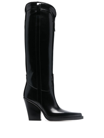 Paris Texas 90mm Pointed-toe Knee-high Boots In Black