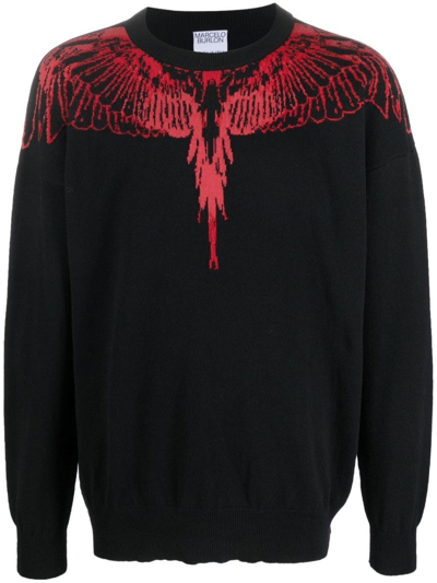 Marcelo Burlon County Of Milan Marcelo Burlon  Crewneck Knitted Jumper Sweatshirt In Black