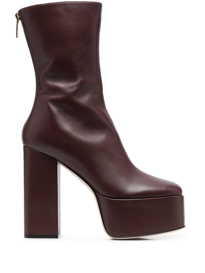 Paris Texas 135mm Lexy Leather Platform Boots In Red