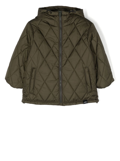 Aspesi Kids' Quilted Hooded Puffer Jacket In Military