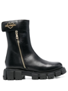 LOVE MOSCHINO LOGO-PLAQUE LEATHER BOOTS