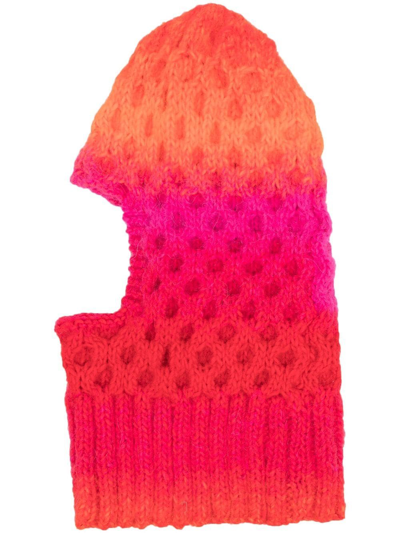 Agr Chunky-knit Tie-dye Balaclava In Pink/orange