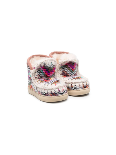 Mou Eskimo Knitted Shearling-lined Boots In Multicolor