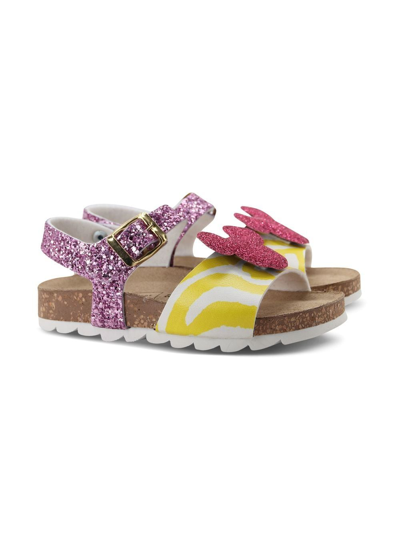 Moa Kids' Minnie-motif Glittered Sandals In Pink